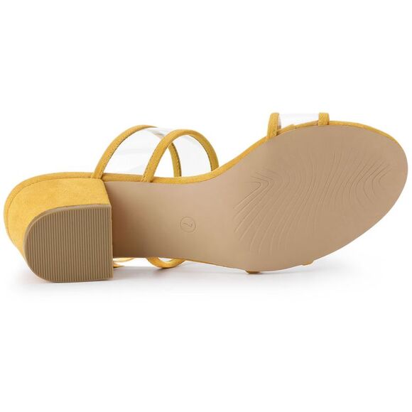 Clear Strap Block Heel Yellow Slide Sandals - Picture 6 of 6